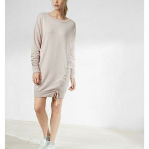 Express One Eleven PINK Laced Up Sweatshirt Dress